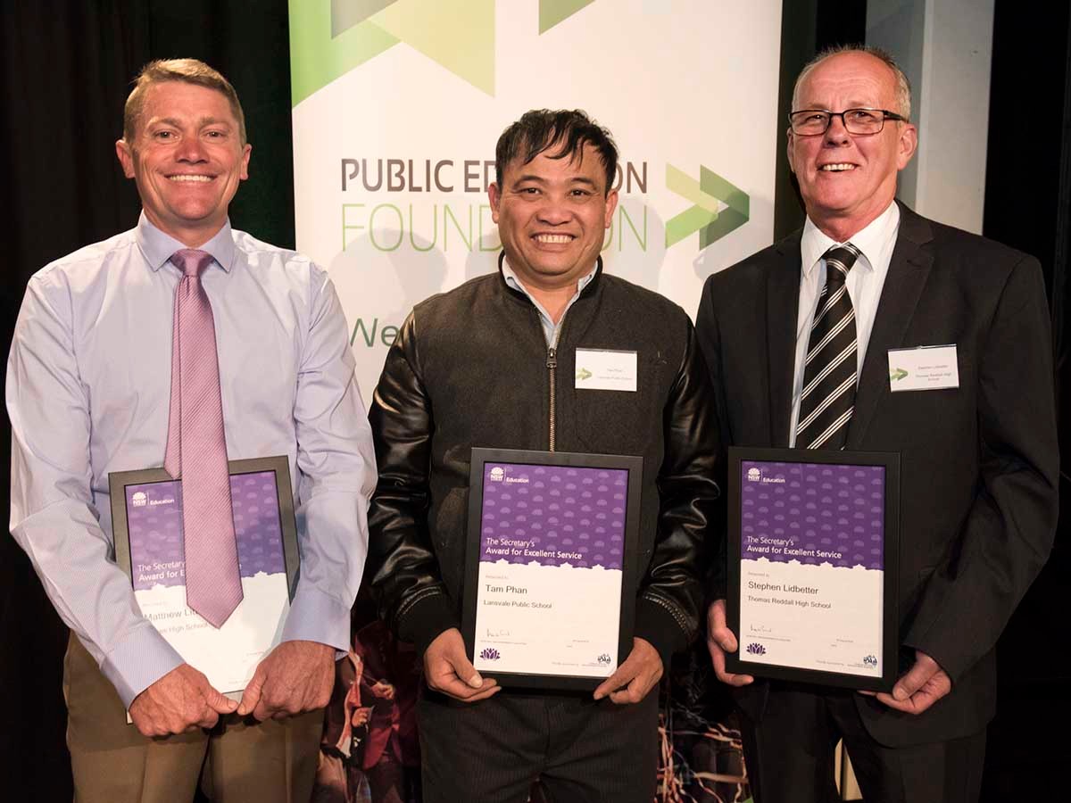 Secretary’s Awards for Excellent Service, from left, Matthew Little, Tam Phan and Stephen Lidbetter.