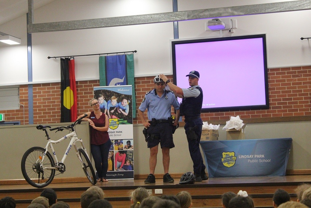 Lake Illawarra police on the school stage.