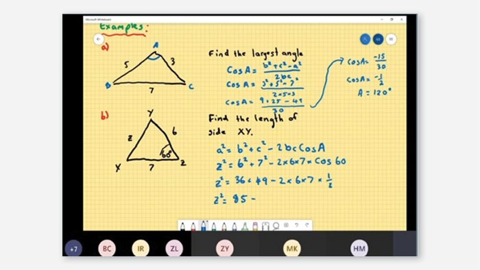 Screen capture of a mathematics presentation in Microsoft Teams