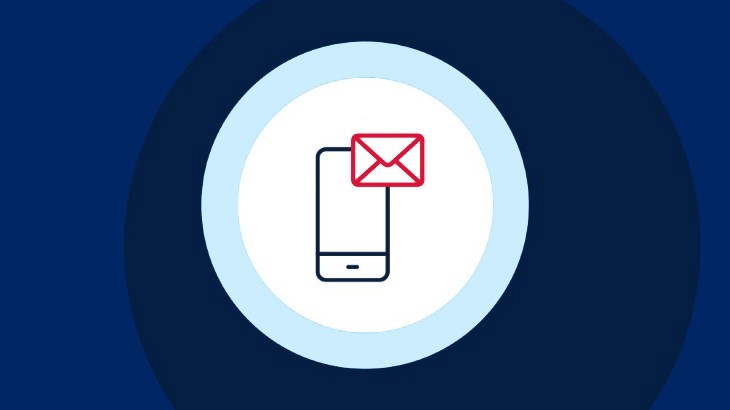 An animated image of a phone receiving an email.