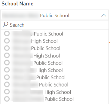 Select a school using the slicer
