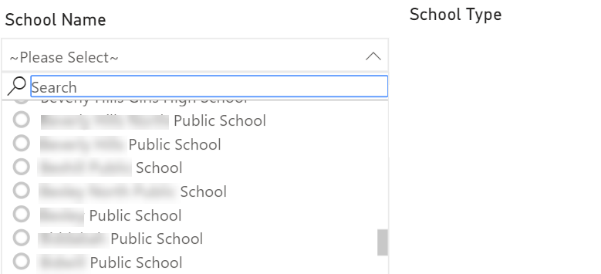 Select school with slicer