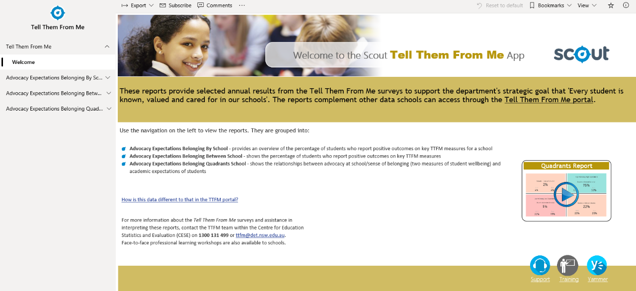 TTFM Scout welcome page