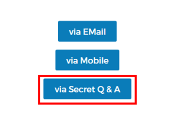 Screenshot with via Secret Q and A selected