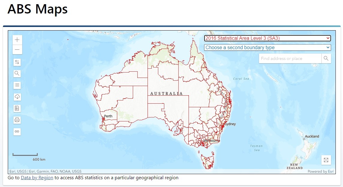 ABS Map of Australia for 2022-23 Start Strong Capital Works Application Support Guidelines