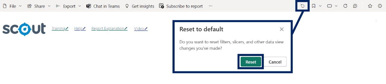 Screenshot showing how to Reset to default