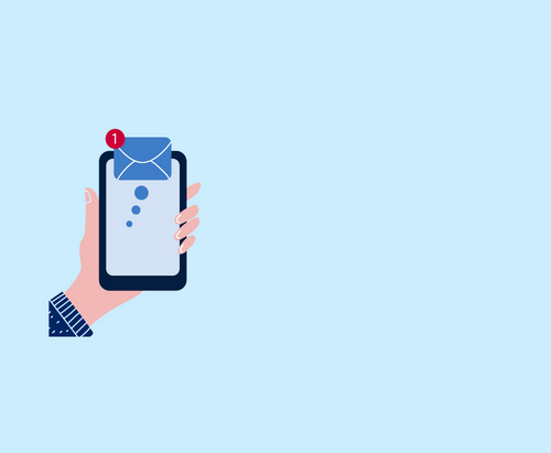An animated image of a phone receiving an email.