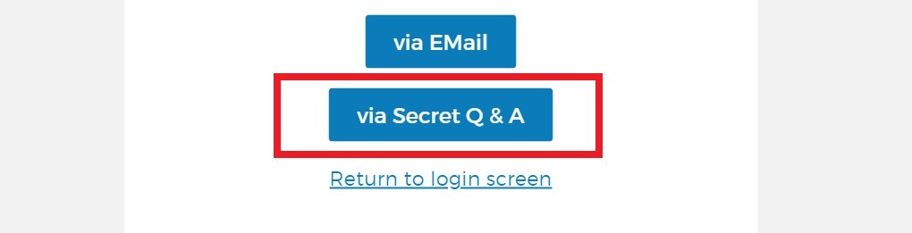 Screenshot with via Secret Q and A selected