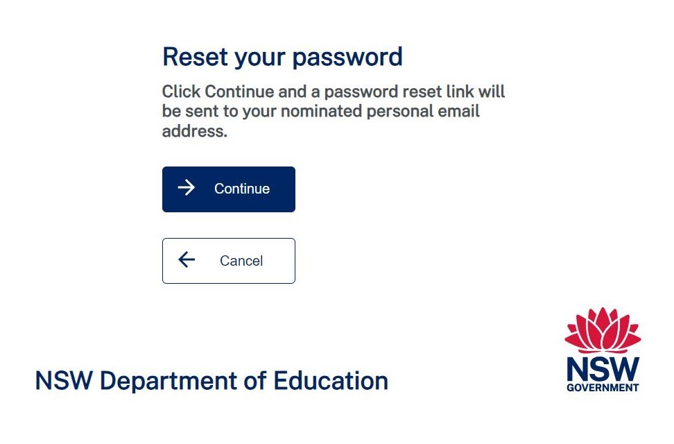 Image of Doe forget password screen