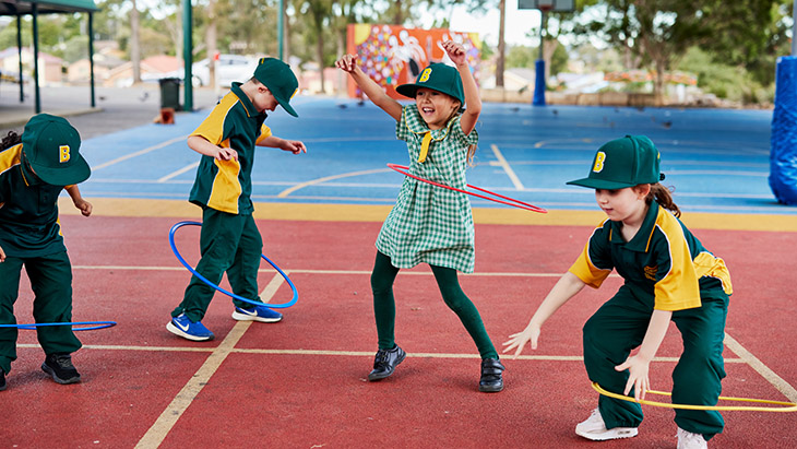 Students playing in the school playground.