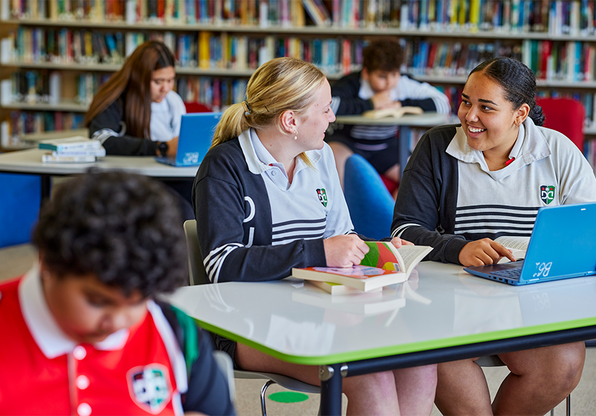 Two year twelve students studying for the HSC