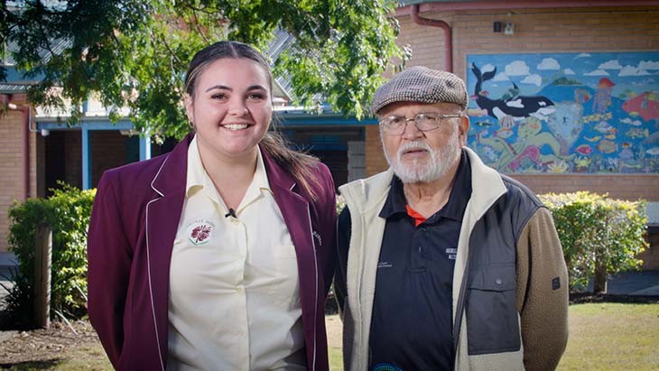 A young Aboriginal woman with an older Aboriginal man.