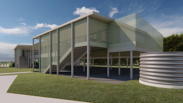 An concept drawing of a new school building.