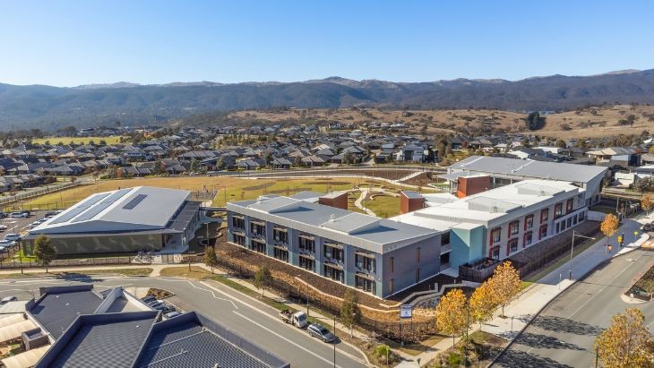 An aerial photo of the new Googong Public School.