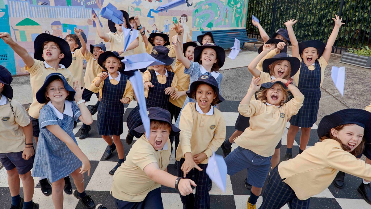 Primary school children celebrating