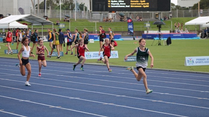 A  girls race at the state primary school athletics chamionships