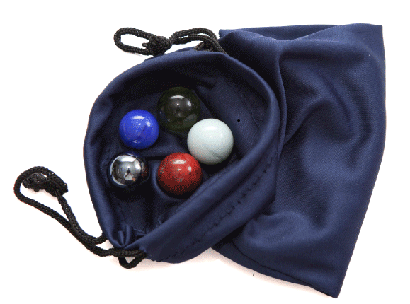 Bag with 5 marbles in it