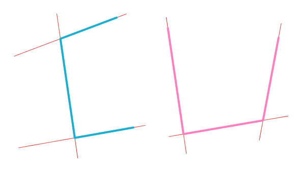 Two lines cut by a third line with the co-interior angles highlighted. 