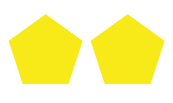 Two identical yellow pentagons