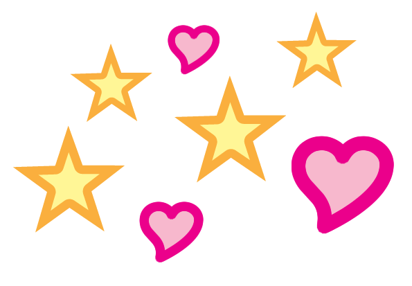 4 star shapes and 3 heart shapes with text that reads: The ratio of stars to hearts is 4:3