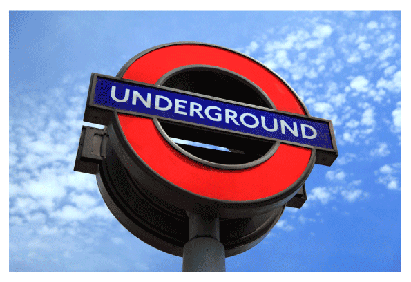Underground' sign from the British rail system