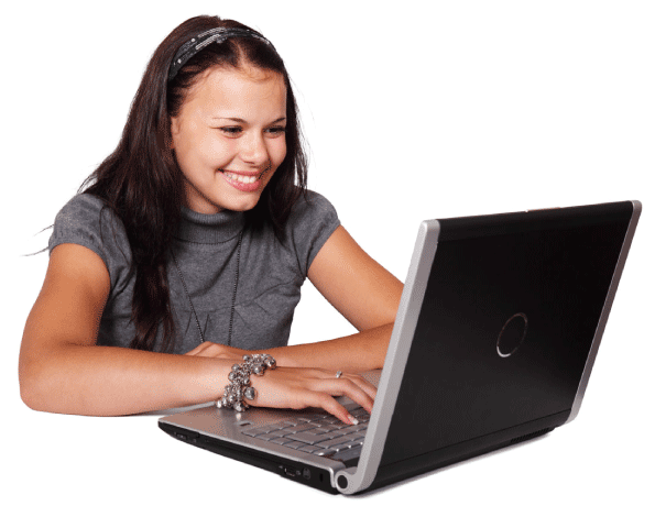 Image of a girl using a laptop
