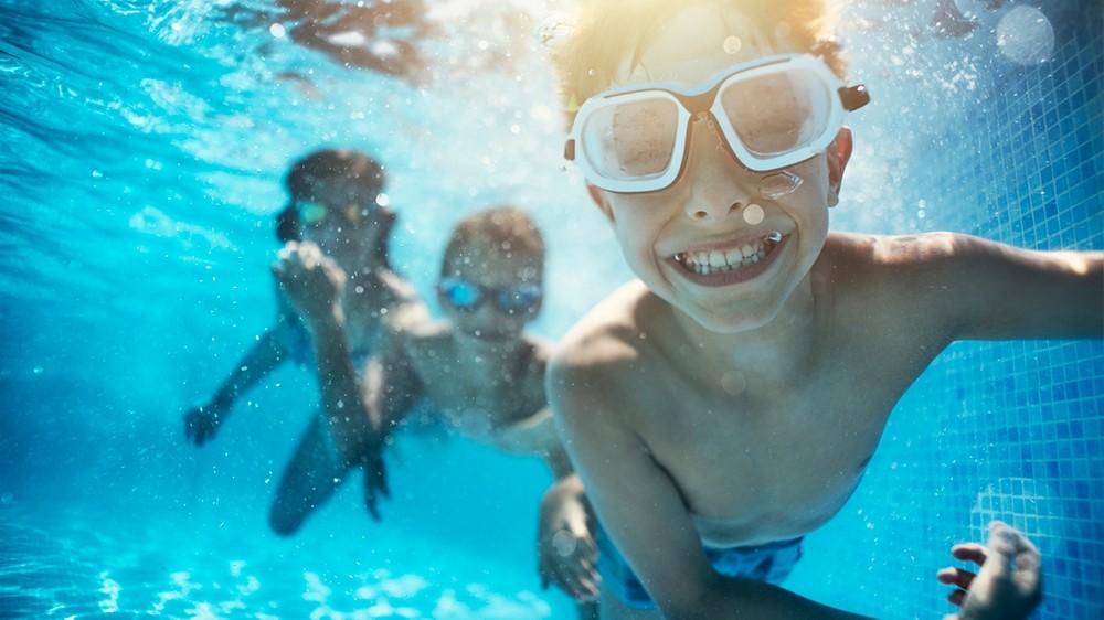 Children having fun underwater