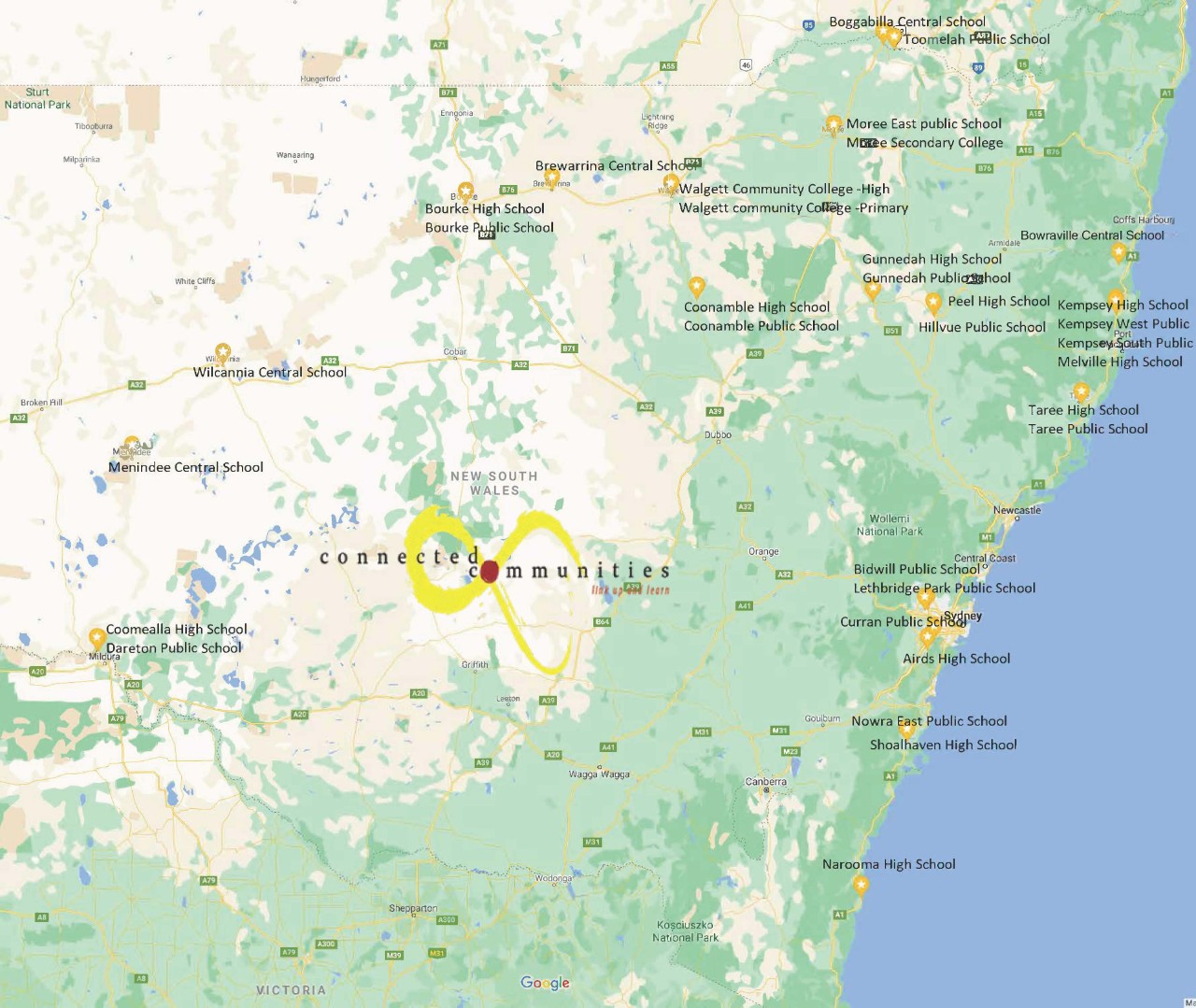 NSW map of Connected Communities Schools