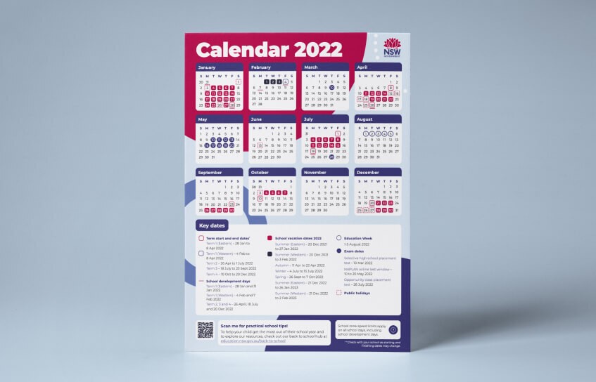 Image of 2022 NSW school calendar
