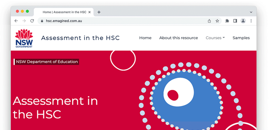Image of the landing page of the Assessment in the HSC resource