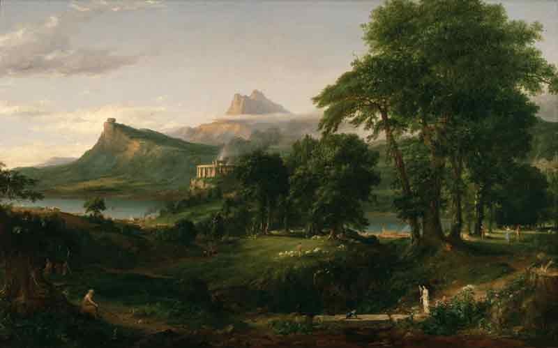 Painting by Cole Thomas - The course of empire The Arcadian or Pastoral State 1836