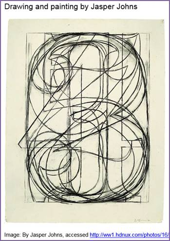 Typographic drawing by Jasper Johns shows the numbers 0 to 9 drawn one over the other to show the space they occupy.