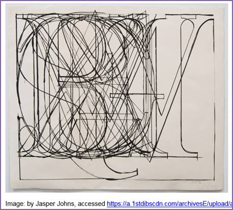 Another example of typography drawing by Jasper Johns this time with the letters of the alphabet