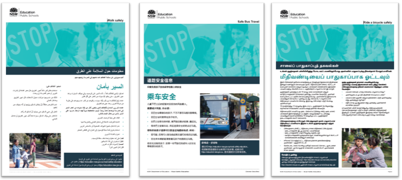 Samples of department road safety messages translated