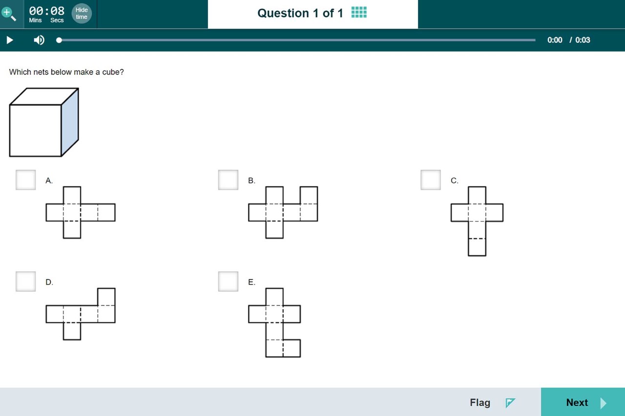 Screenshot example taken from a numeracy focused Check in assessment.