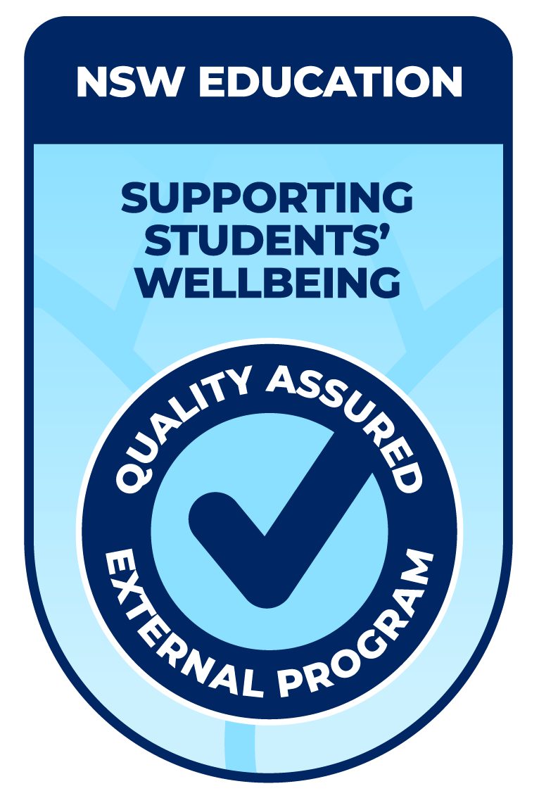 Blue seal symbol indicating an external wellbeing program quality assessed by NSW Education
