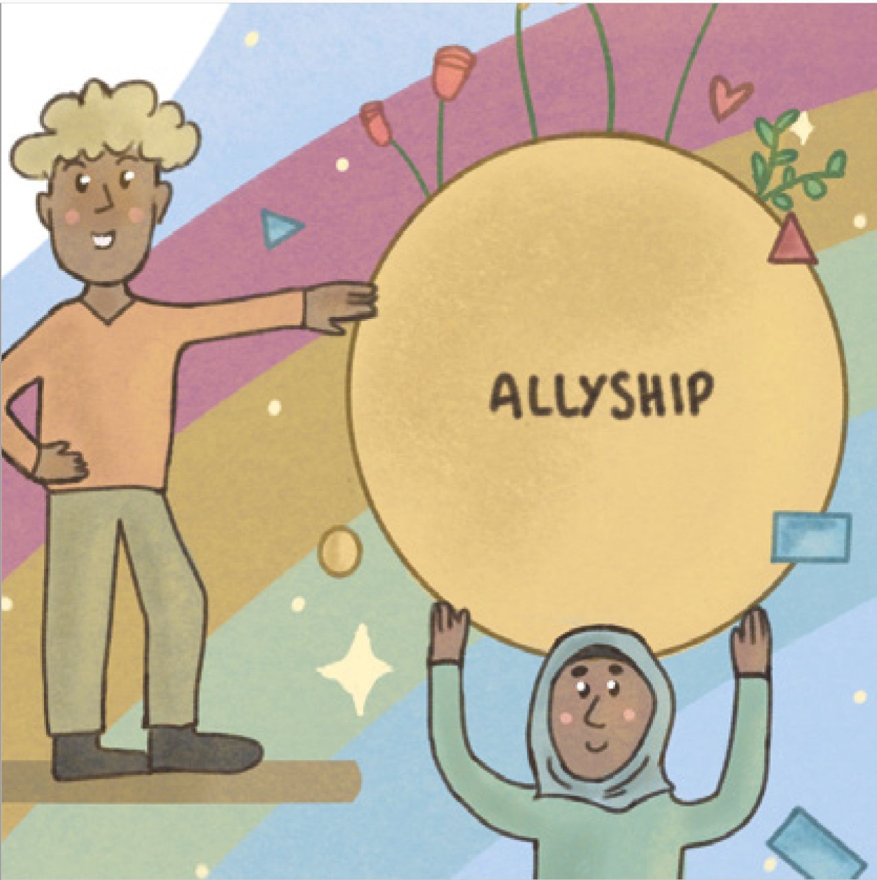 two people holding a sign that reads allyship