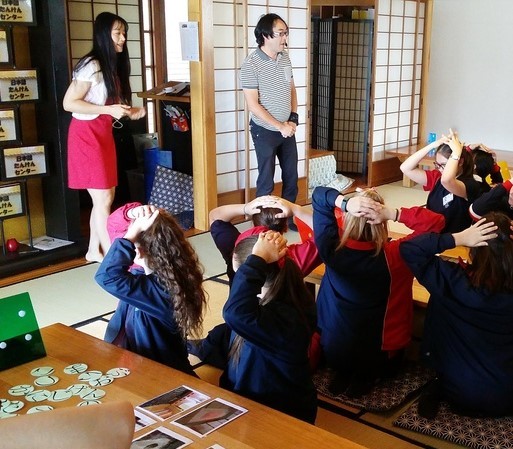 Students participating in a Japanese lesson