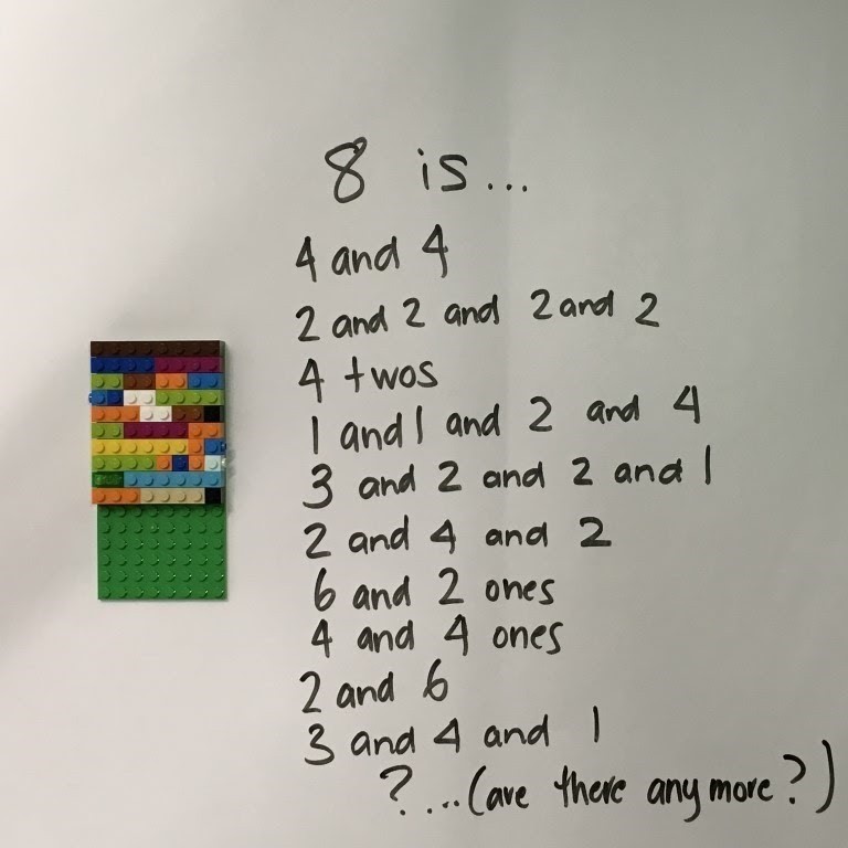 An example of using building bricks to think about and represent 8
