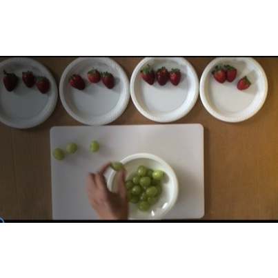 A bowl of 20 green grapes to be shared between 4 bowls