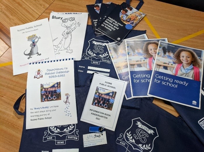 Photo showing samples of items contained in a Scone Public School school pack