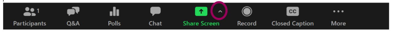 Select the Share Screen option from the toolbar